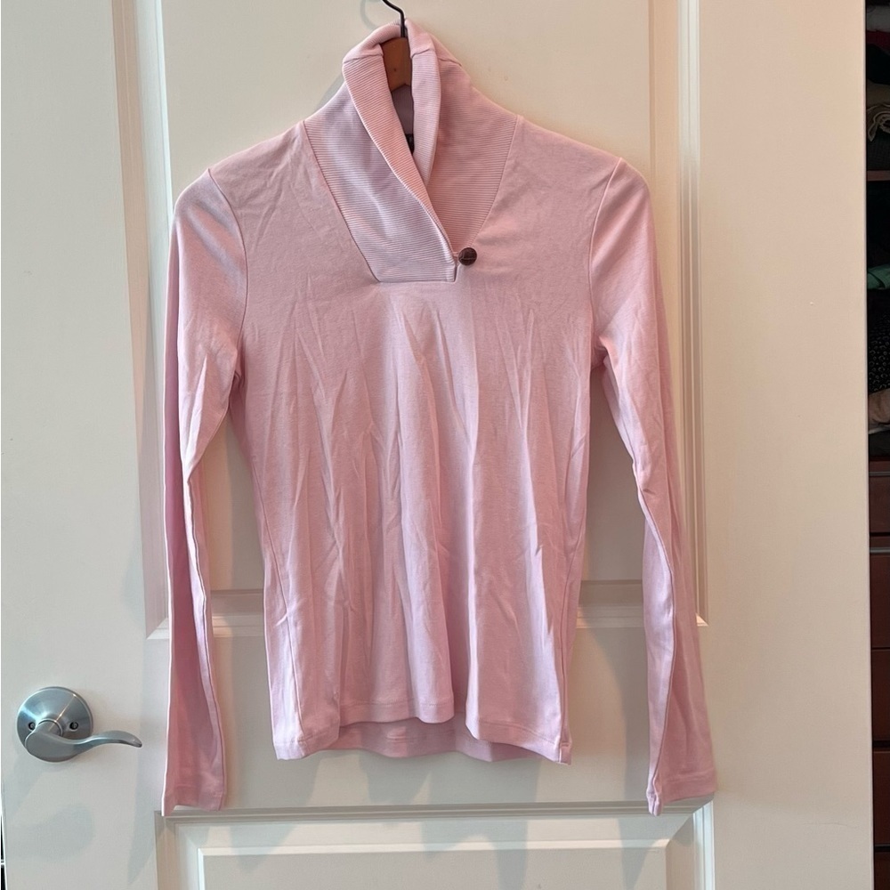 RALPH LAUREN Knit Shirt Top Shawl Collar Pink Size XS